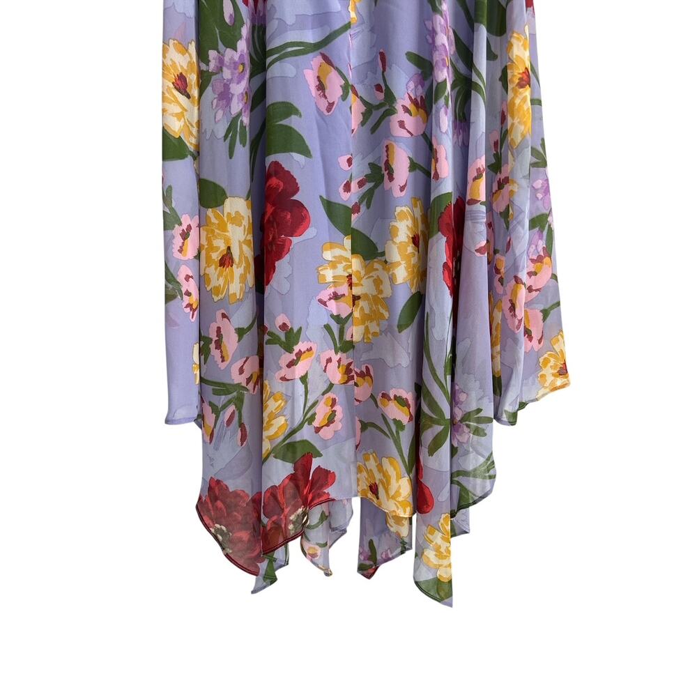 VTG Robbie Bee Size 8 Sleeveless Floral Midi Dress Cowl Neck‎ Handkerchief Hem - Picture 3 of 6